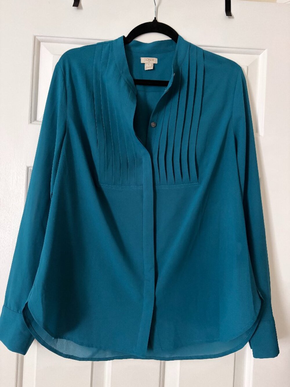 Dark Teal J. Crew Button-Down Blouse